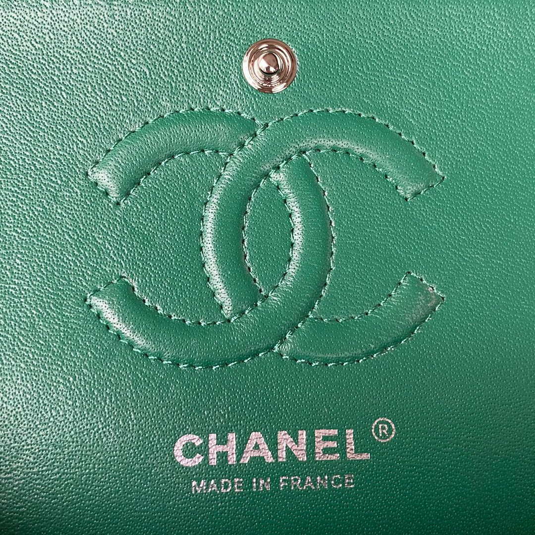 Chanel A01113 Flap Handbag Classic Bag Lambskin Green Silver - Default Title - View 7