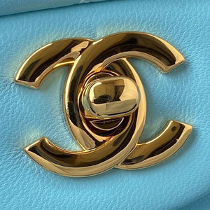 Chanel A01113 Flap Handbag Classic Bag Lake Blue Lambskin Gold - Default Title - View 3