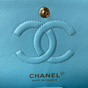 Chanel A01113 Flap Handbag Classic Bag Lake Blue Lambskin Gold - Default Title - View 8