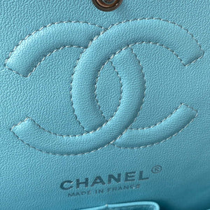 Chanel A01113 Flap Handbag Classic Bag Lake Blue Lambskin Silver - Default Title - View 8