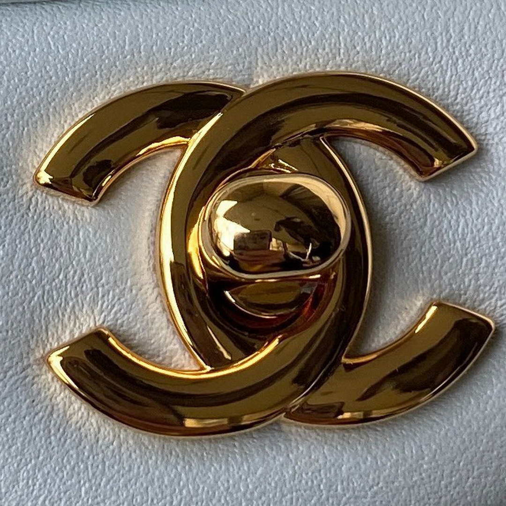 Chanel A01113 Flap Handbag Classic Bag Lambskin Light Blue Gold