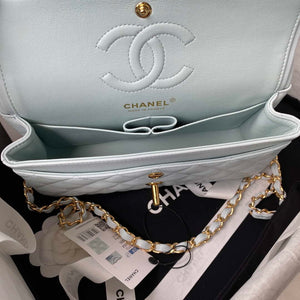 Chanel A01113 Flap Handbag Classic Bag Lambskin Light Blue Gold - Default Title - View 7
