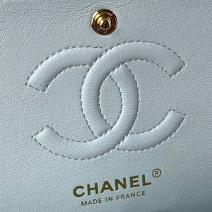Chanel A01113 Flap Handbag Classic Bag Lambskin Light Blue Gold - Default Title - View 8