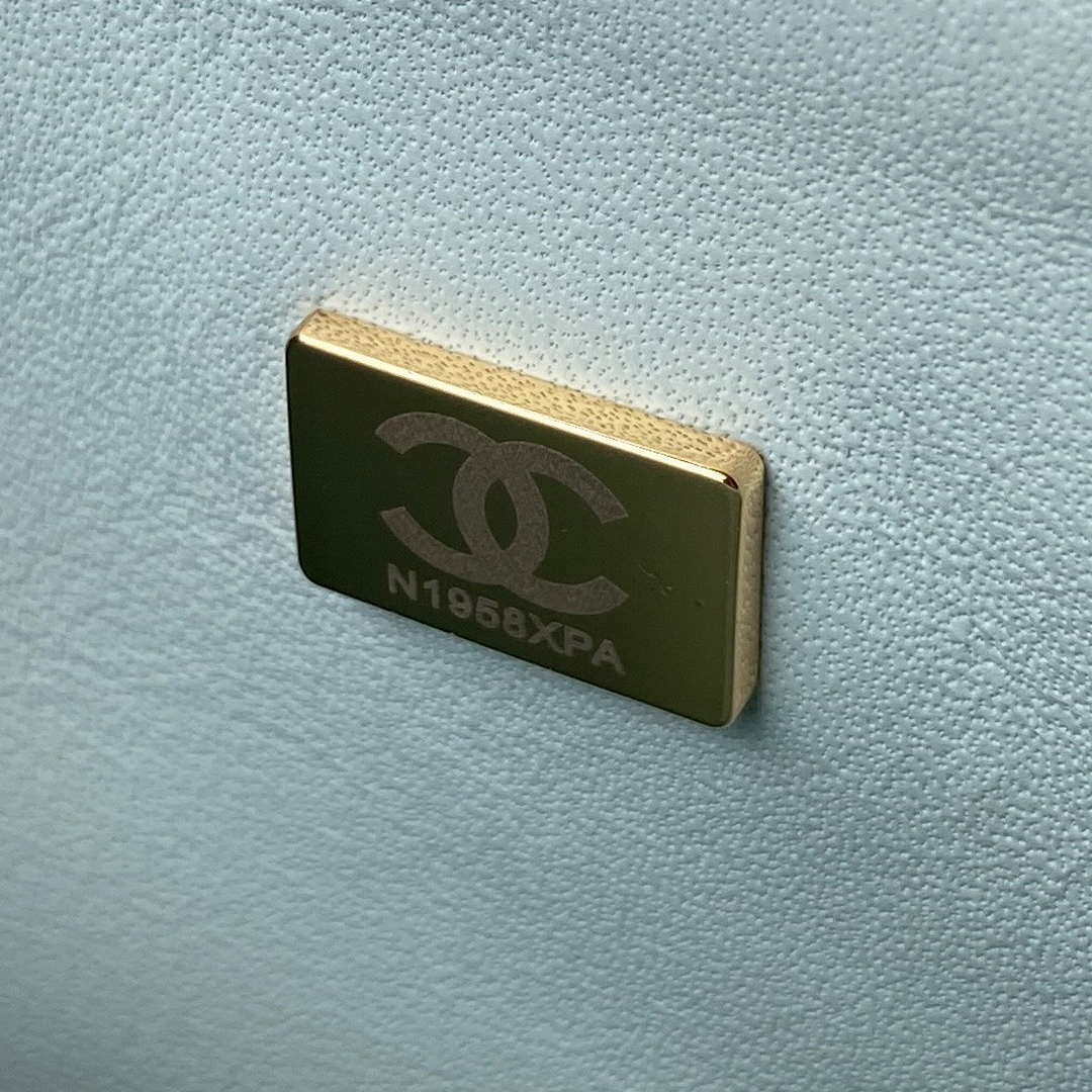 Chanel A01113 Flap Handbag Classic Bag Lambskin Light Blue Gold - Default Title - View 9