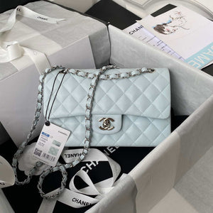 Chanel A01113 Flap Handbag Classic Bag Lambskin Light Blue Silver - Default Title - View 1