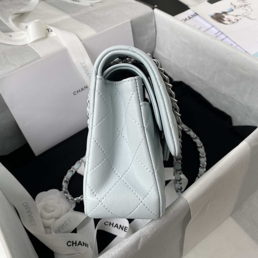 Chanel A01113 Flap Handbag Classic Bag Lambskin Light Blue Silver - Default Title - View 5