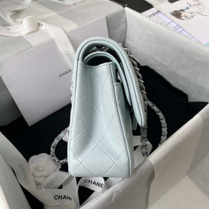 Chanel A01113 Flap Handbag Classic Bag Lambskin Light Blue Silver - Default Title - View 5