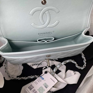 Chanel A01113 Flap Handbag Classic Bag Lambskin Light Blue Silver - Default Title - View 7