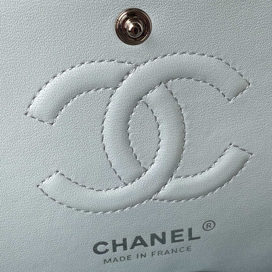 Chanel A01113 Flap Handbag Classic Bag Lambskin Light Blue Silver - Default Title - View 8