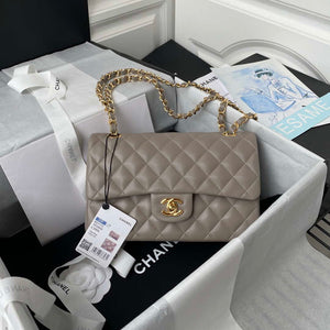Chanel A01113 Flap Handbag Classic Bag Lambskin Light Gray Gold - Default Title - View 1