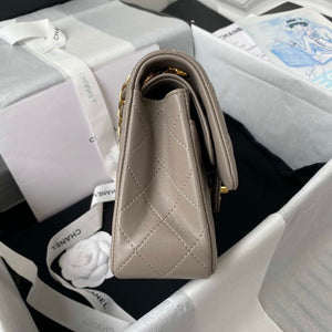 Chanel A01113 Flap Handbag Classic Bag Lambskin Light Gray Gold - Default Title - View 5