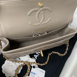 Chanel A01113 Flap Handbag Classic Bag Lambskin Light Gray Gold - Default Title - View 7