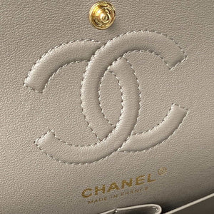 Chanel A01113 Flap Handbag Classic Bag Lambskin Light Gray Gold - Default Title - View 8