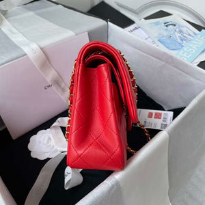 Chanel A01113 Flap Handbag Classic Bag Red Lambskin Gold - Default Title - View 4
