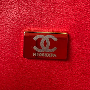Chanel A01113 Flap Handbag Classic Bag Red Lambskin Gold - Default Title - View 8