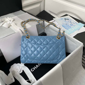 Chanel A01113 Flap Handbag Classic Bag Lambskin Sky Blue Gold - Default Title - View 2