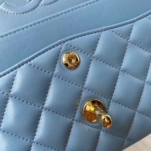 Chanel A01113 Flap Handbag Classic Bag Lambskin Sky Blue Gold - Default Title - View 8