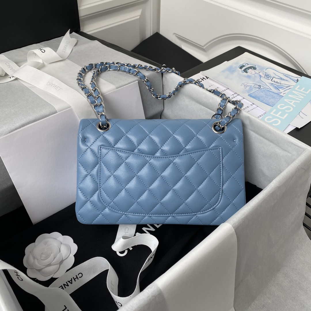 Chanel A01113 Flap Handbag Classic Bag Lambskin Sky Blue Silver - Default Title - View 2