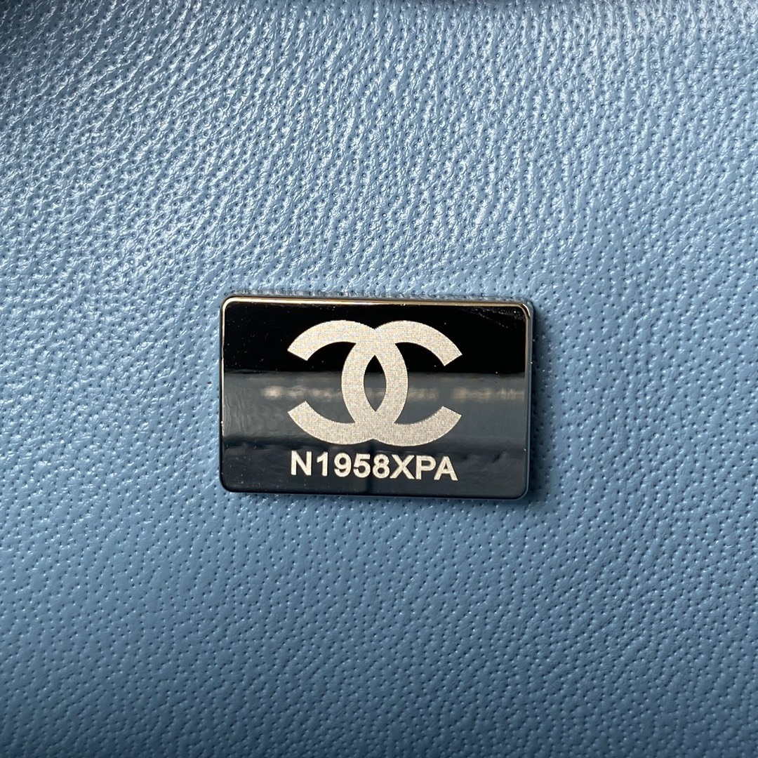 Chanel A01113 Flap Handbag Classic Bag Lambskin Sky Blue Silver