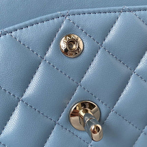 Chanel A01113 Flap Handbag Classic Bag Lambskin Sky Blue Silver - Default Title - View 9