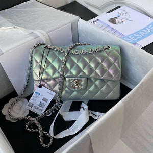 Chanel A01113 Flap Handbag Classic Bag Silver Lambskin silver - Default Title - View 1