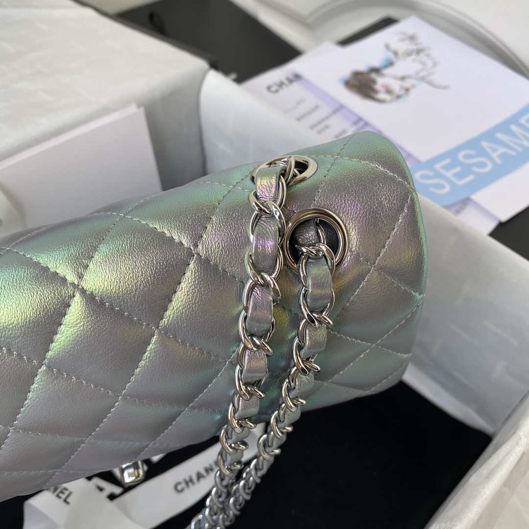 Chanel A01113 Flap Handbag Classic Bag Silver Lambskin silver - Default Title - View 4