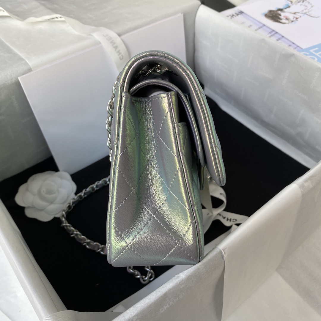 Chanel A01113 Flap Handbag Classic Bag Silver Lambskin silver - Default Title - View 5