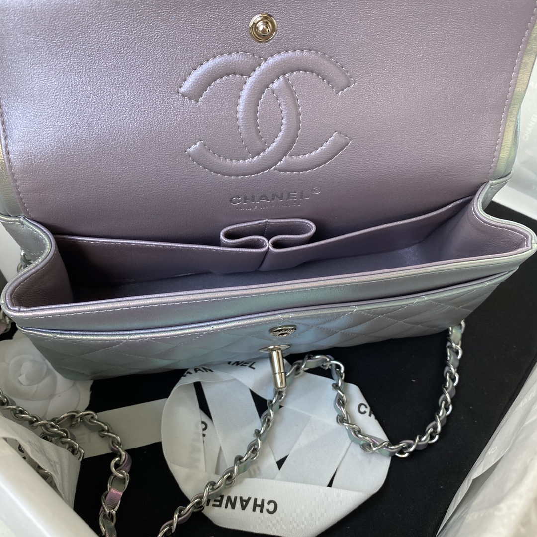 Chanel A01113 Flap Handbag Classic Bag Silver Lambskin silver - Default Title - View 7
