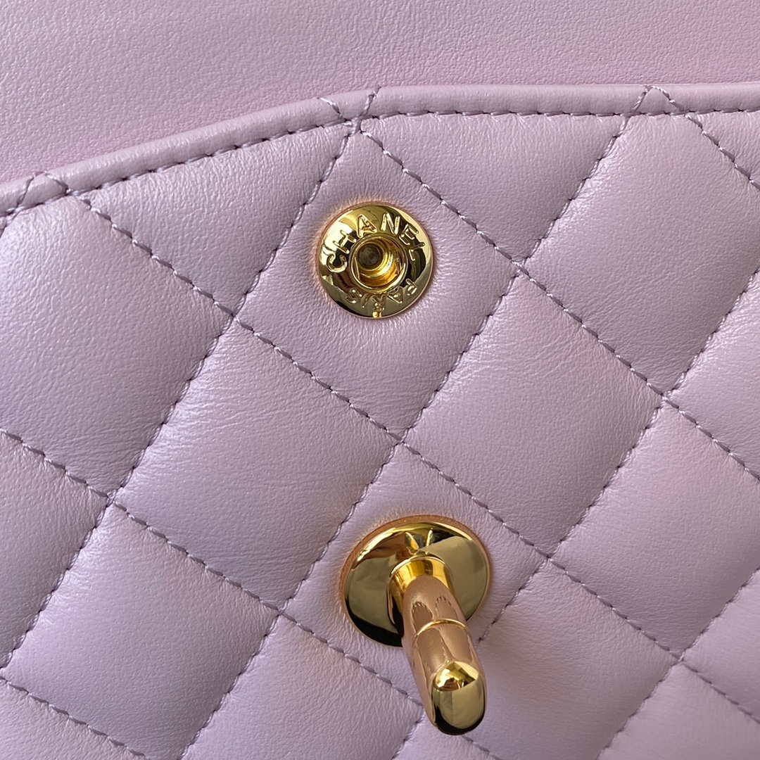 Chanel A01113 Flap Handbag Classic Bag Light Pink Lambskin Gold - Default Title - View 9
