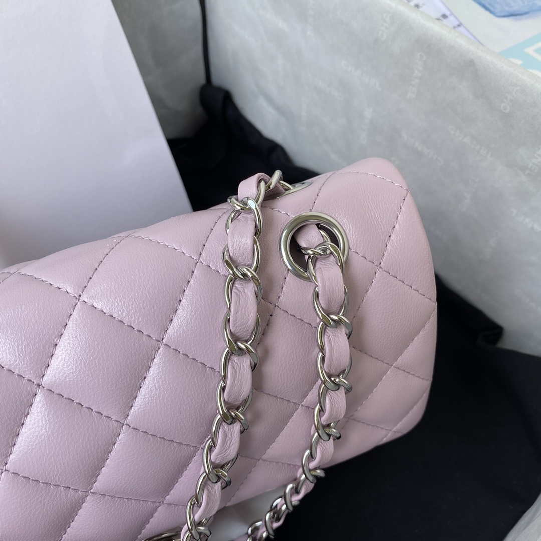 Chanel A01113 Flap Handbag Classic Bag Light Pink Lambskin Silver - Default Title - View 4