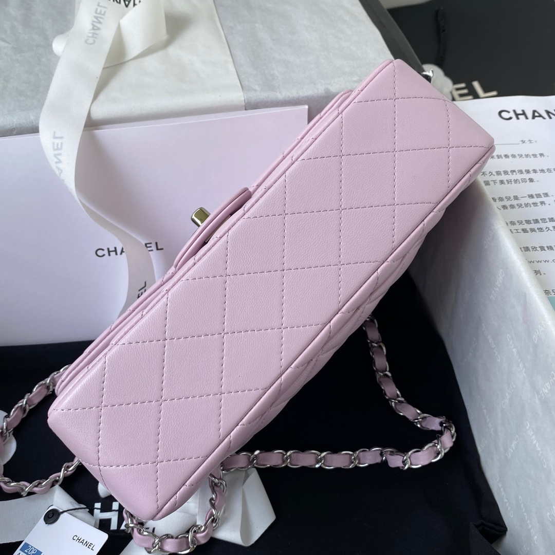Chanel A01113 Flap Handbag Classic Bag Light Pink Lambskin Silver - Default Title - View 6