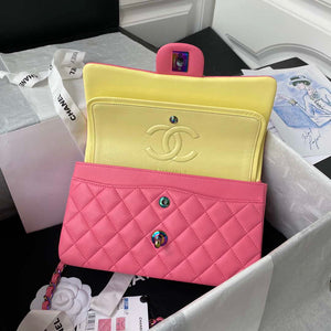 Chanel A01113 Flap Handbag Classic Bag Pink Lambskin with Blue Hardware - Default Title - View 7
