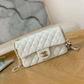 Chanel A01113 Flap Handbag Classic Bag White Lambskin Gold With Ball - Default Title - View 1