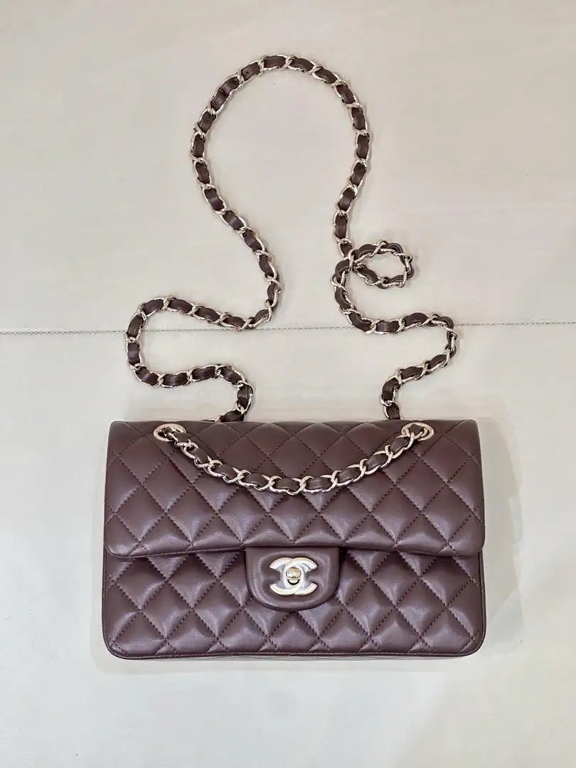 Chanel A01117 Flap Handbag Classic Bag 23cm Dark Red Lambskin