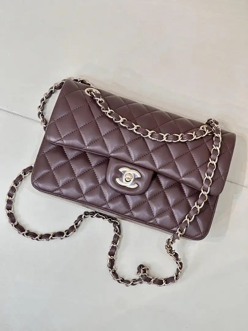 Chanel A01117 Flap Handbag Classic Bag 23cm Dark Red Lambskin