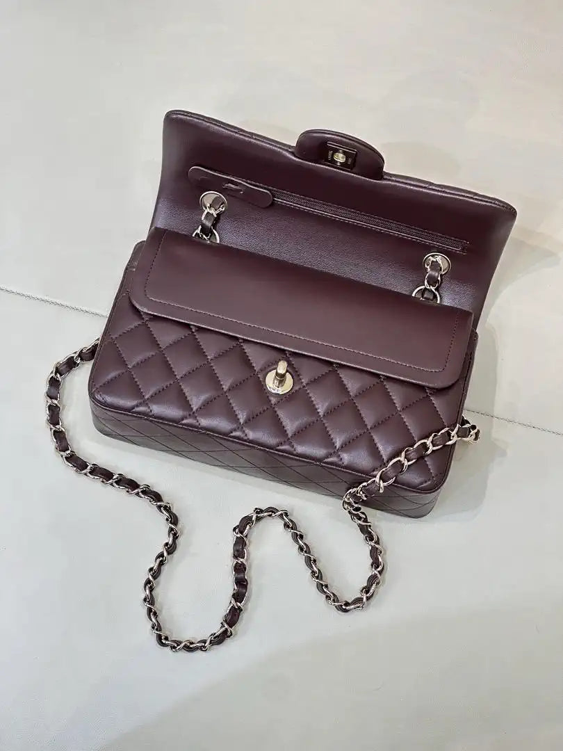 Chanel A01117 Flap Handbag Classic Bag 23cm Dark Red Lambskin