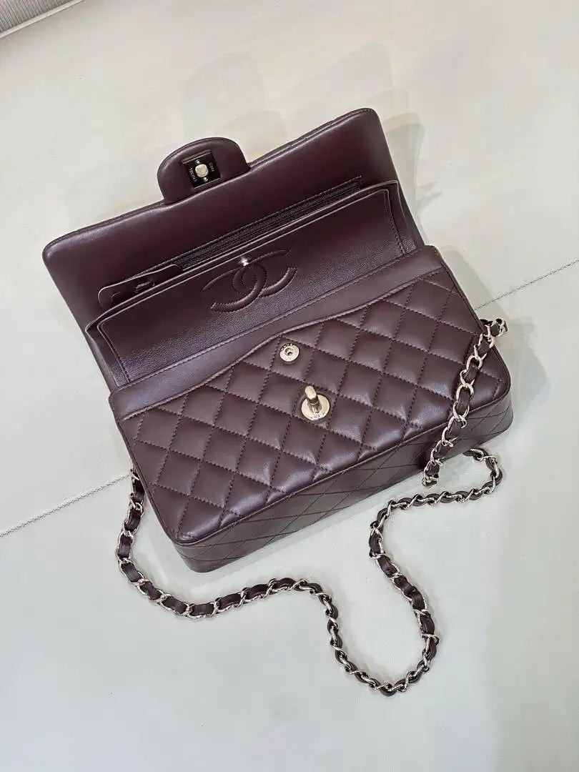 Chanel A01117 Flap Handbag Classic Bag 23cm Dark Red Lambskin