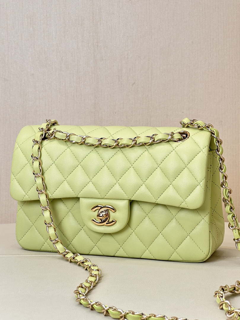 Chanel A01117 Flap Handbag Classic Bag 23cm Light Green Lambskin