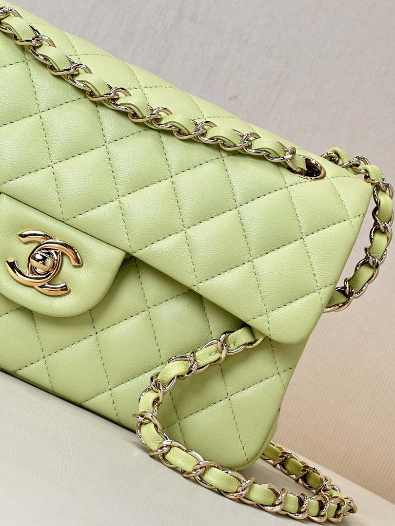 Chanel A01117 Flap Handbag Classic Bag 23cm Light Green Lambskin - Default Title - View 5