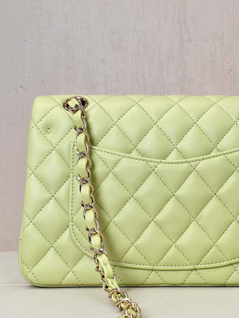 Chanel A01117 Flap Handbag Classic Bag 23cm Light Green Lambskin