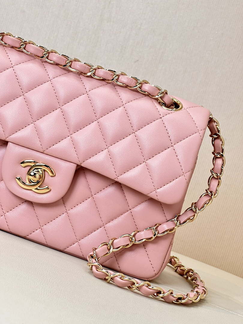 Chanel A01117 Flap Handbag Classic Bag 23cm Pink Lambskin