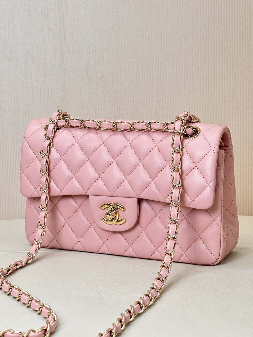 Chanel A01117 Flap Handbag Classic Bag 23cm Pink Lambskin