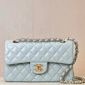 Chanel A01117 Flap Handbag Classic Bag 23cm Light Blue Lambskin - Default Title - View 1