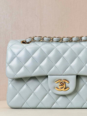 Chanel A01117 Flap Handbag Classic Bag 23cm Light Blue Lambskin - Default Title - View 2