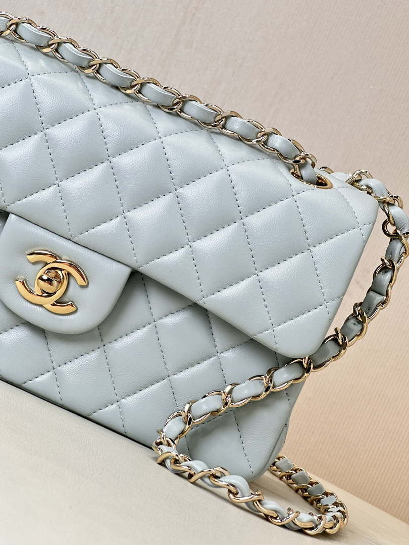 Chanel A01117 Flap Handbag Classic Bag 23cm Light Blue Lambskin