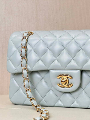 Chanel A01117 Flap Handbag Classic Bag 23cm Light Blue Lambskin - Default Title - View 5