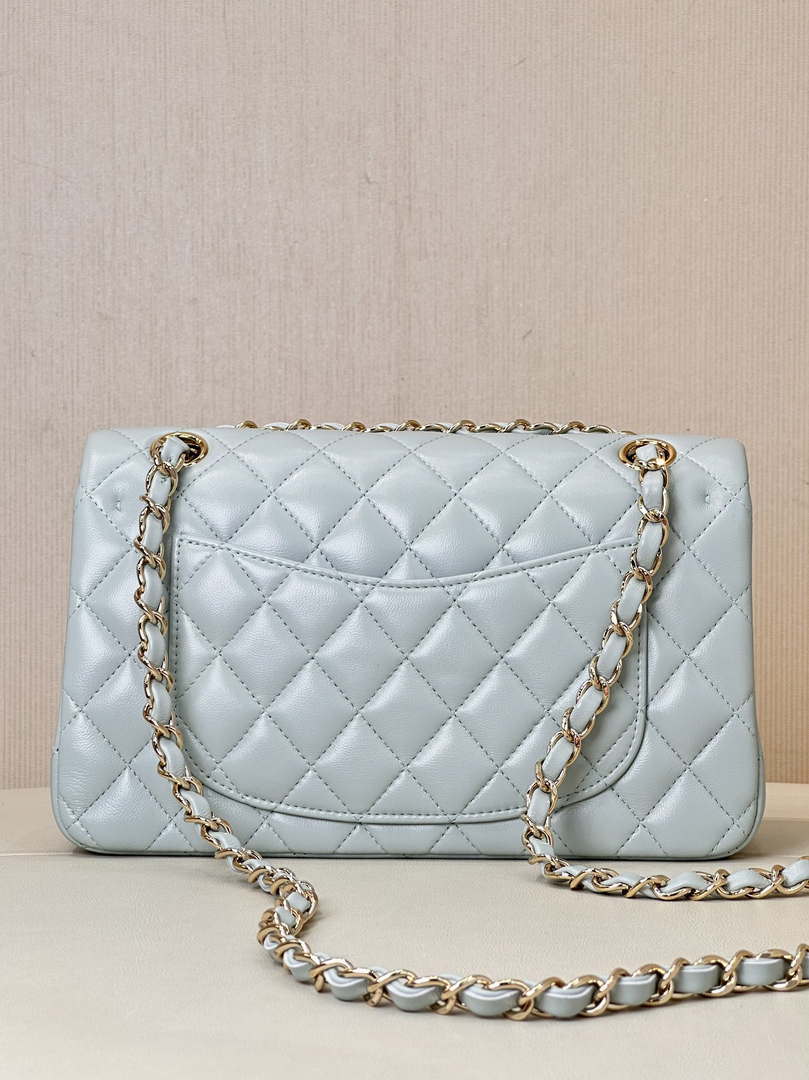 Chanel A01117 Flap Handbag Classic Bag 23cm Light Blue Lambskin