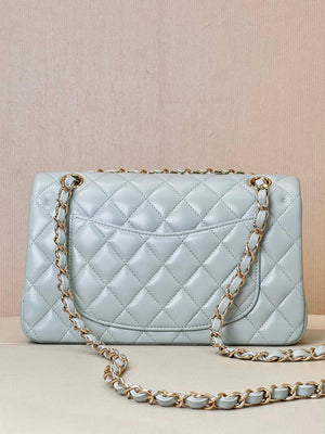 Chanel A01117 Flap Handbag Classic Bag 23cm Light Blue Lambskin - Default Title - View 7