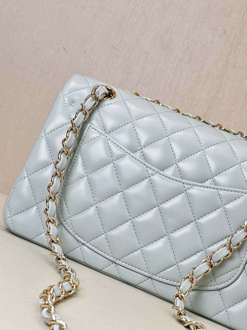 Chanel A01117 Flap Handbag Classic Bag 23cm Light Blue Lambskin - Default Title - View 8