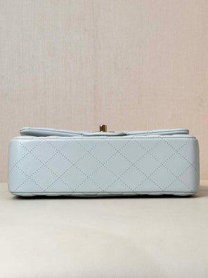 Chanel A01117 Flap Handbag Classic Bag 23cm Light Blue Lambskin - Default Title - View 9